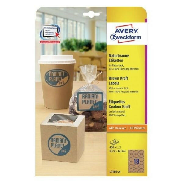 Avery Brown Kraft Oval Shape Labels, 450 Labels Per 25 Pages.