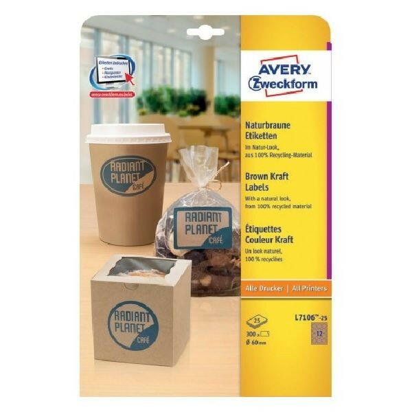 Avery Brown Kraft Labels, 300 Labels Per 25 Pages.