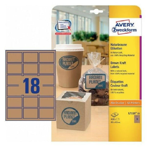 Avery Brown Kraft Rectangular Labels, 450 Labels Per 25 Pages.