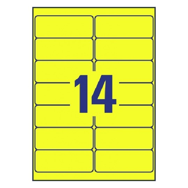 Avery Neon Yellow Labels , 350 Labels Per 25 Pages.