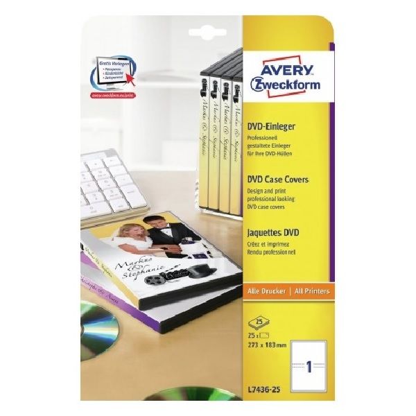 Avery DVD Case Inserts, 25 Cards Per 25 Pages.