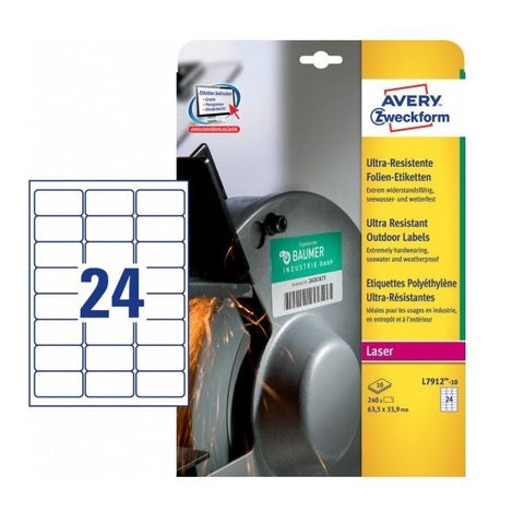Avery Ultra Resistant Outdoor Labels , 240 Labels Per 10 Pages.