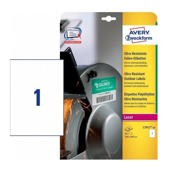 Avery Ultra Resistant Outdoor Labels ,10 Labels Per 10 Pages.