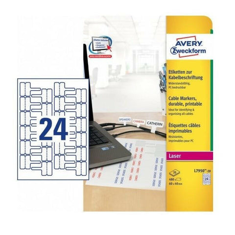 Avery Cable Markers In A4 Sheet , 480 Labels In 20 Pages.