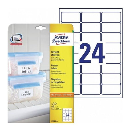 Avery Freezer Labels , 600 Labels Per 25 Pages.