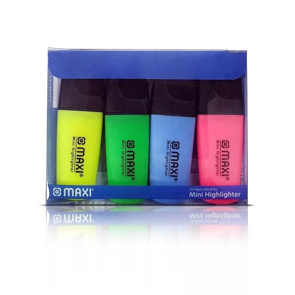 MAXI Highlighter Pen-4 Color Assorted pack of 4.