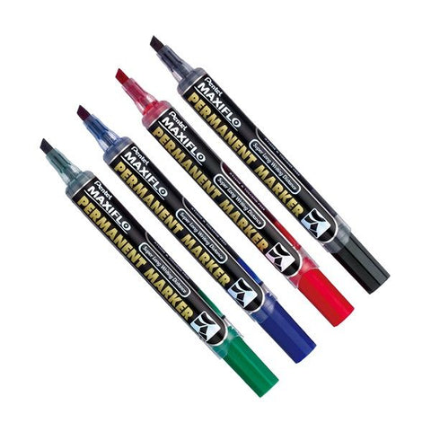 PENTEL Maxiflo Permanent Chisel Point, SET-4 , NLF60-4.