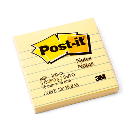 Post-it Note Yellow Ruled 3x3, 630SS Pack of 12.