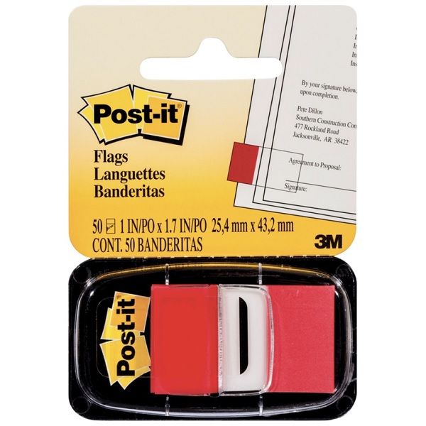 Post it Flags, Red, 1" x 1.7", 1 x 50 Sheets.