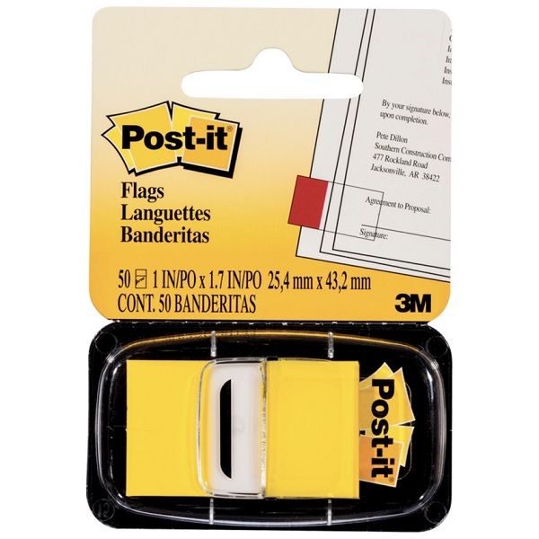 Post it Flags, Yellow, 1" x 1.7", 1 x 50 Sheets.