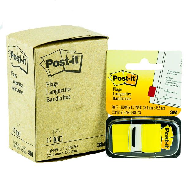 Post-it 680-5 Index Flags, Yellow (Pack of 12).