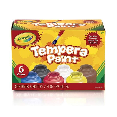 Crayola Tempera Paint Set, 2-Ounce, 6 Count.