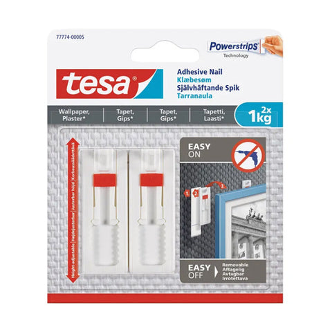 Tesa Adhesive Picture Nail Adjustable -2 Nails / 3 Strips.
